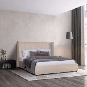 Emilia Beige Velvet Bed