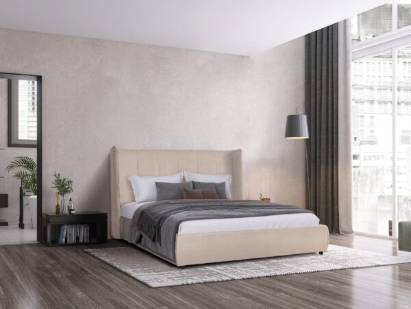 Emilia Beige Velvet Bed