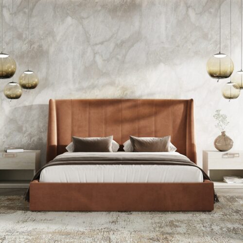Modern Burnt Upholstered Bed