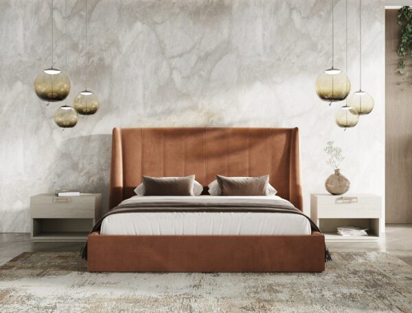 Modern Burnt Upholstered Bed