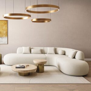 Modern Sectional Sofa White Boucle