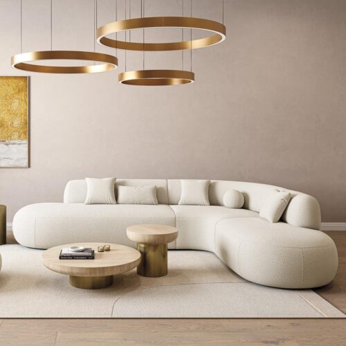 Modern Sectional Sofa White Boucle