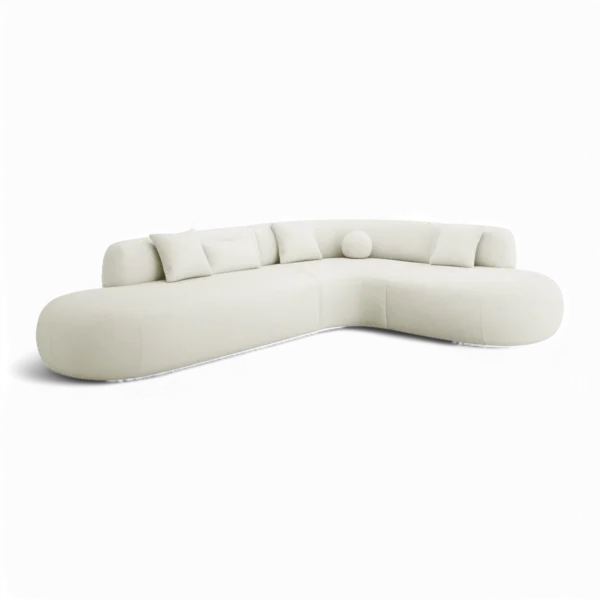 Modern Sectional Sofa White Boucle - Image 2