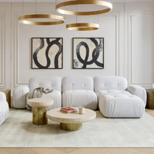 Lumo Sectional Sofa Off White Velvet