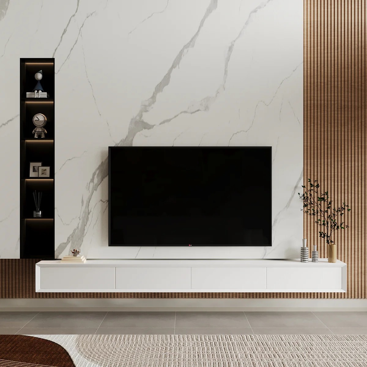 tv unit with shelves 