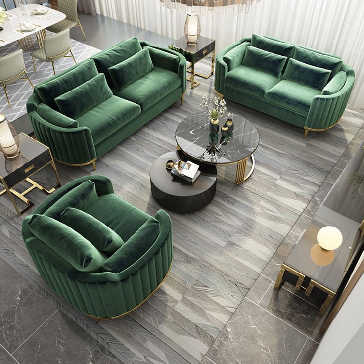 velvet sofa set