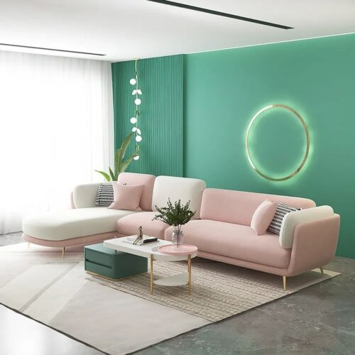 BlushBloom Velvet L-Sectional