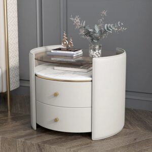 Luna Round Marble Nightstand