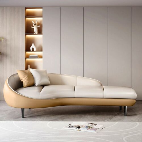 Arco Modern Cream & Tan Chaise Lounge