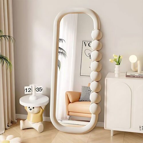 White Bubble Design Full-Length Standing Mirror