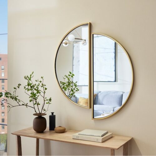 Sleek Halfmoon Metal Wall Mirror