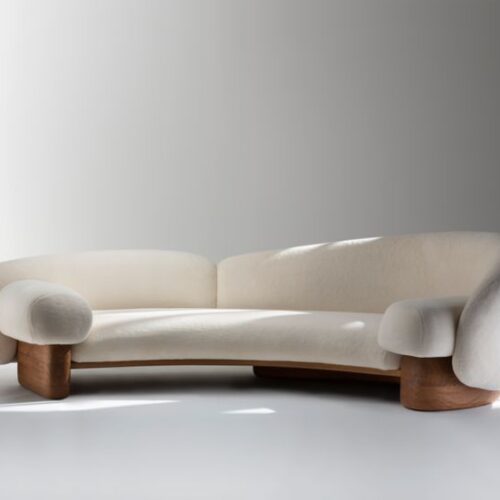 Orlena Curved Sofa with Wooden Legs