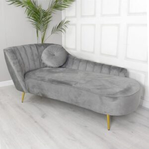 Grey Velvet Tufted Chaise Lounge