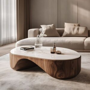 Velvra Marble Walnut Coffee Table