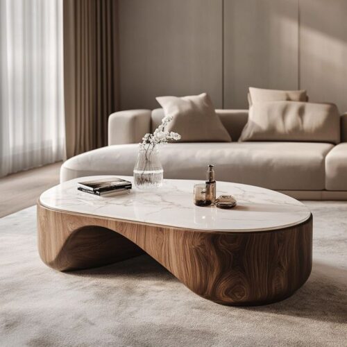 Velvra Marble Walnut Coffee Table