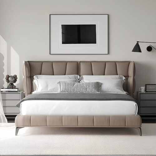 Taupe Elegance Upholstered Bed