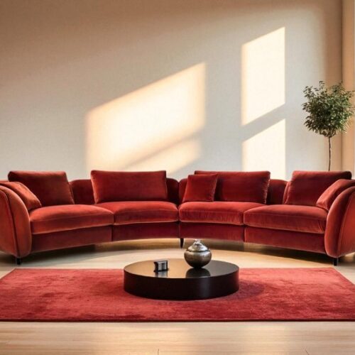 Aurezzo Curved Velvet Sectional Sofa