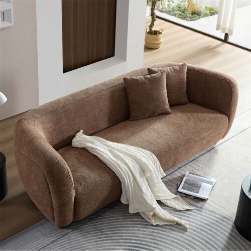 CocoaShell Curved Bouclé Sofa