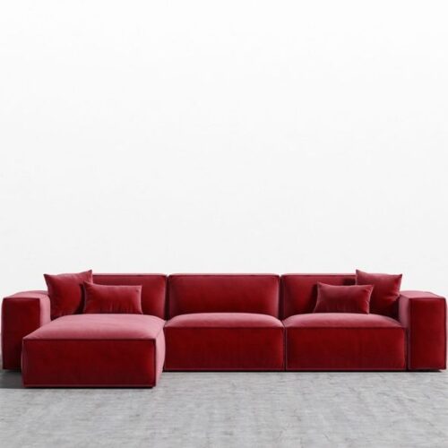 Crimson Velvet Sectional Sofa