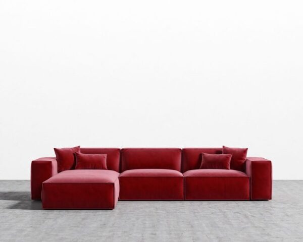 Crimson Velvet Sectional Sofa