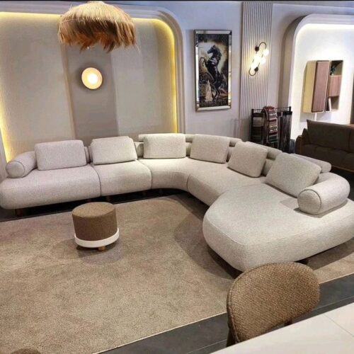 Curvola Neutral Fabric Sectional Sofa
