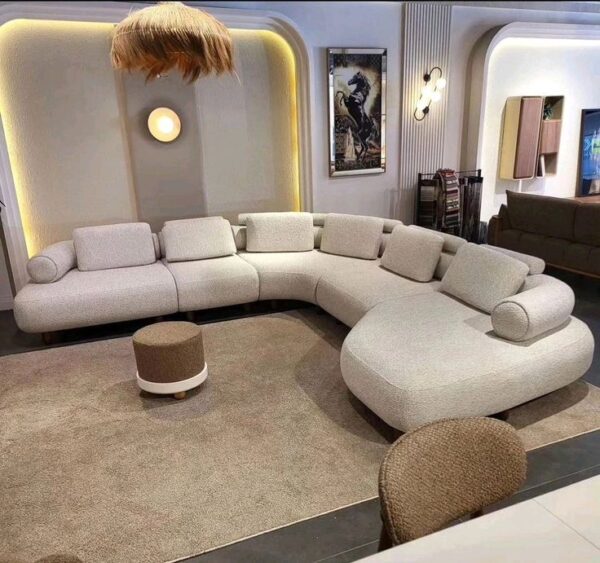 Curvola Neutral Fabric Sectional Sofa