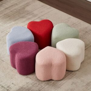 HeartiHug Bouclé Heart-Shaped Ottomans