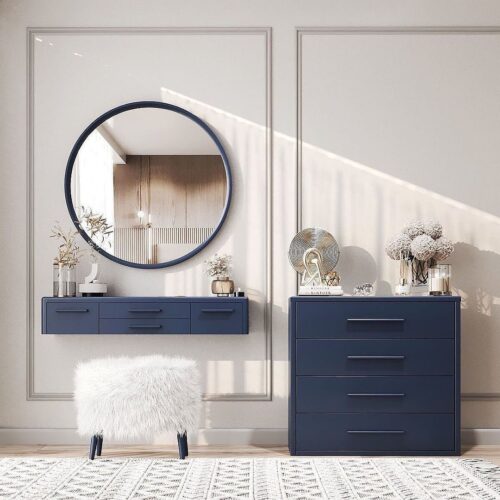 Navy Floating Vanity Dressing Table Set
