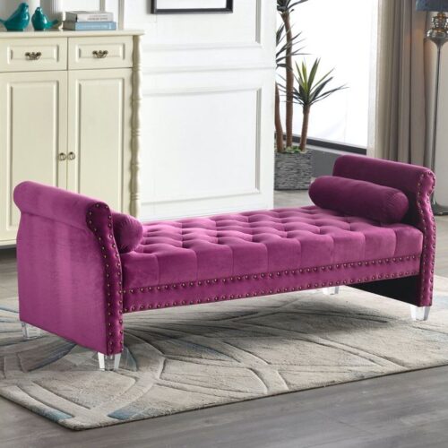 Rolled Arm Tufted Chaise Lounge