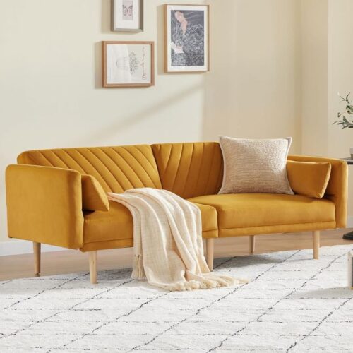 Solara Mustard Velvet Sofa