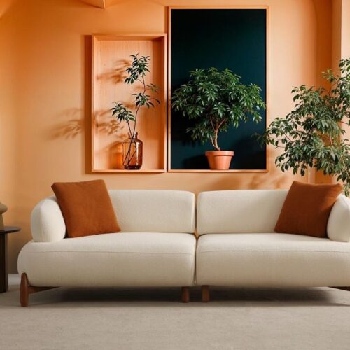 TerraLoom Mid-Century Bouclé Sofa
