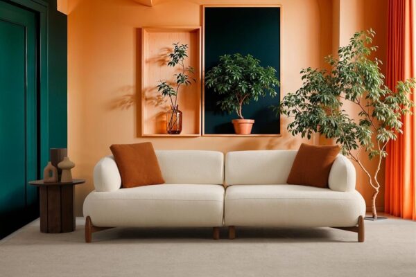 TerraLoom Mid-Century Bouclé Sofa