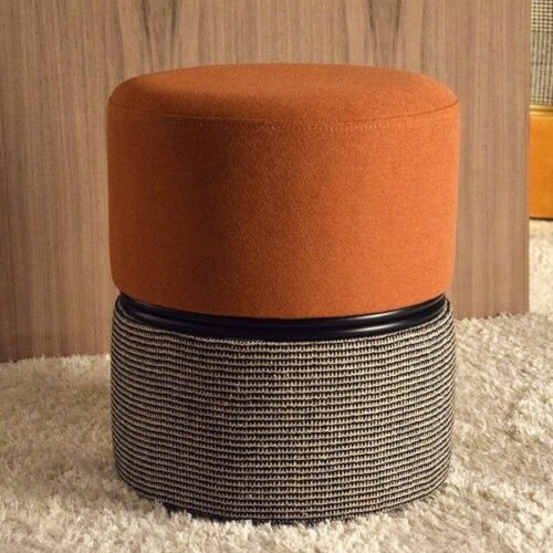 Terrono Cylindrical Ottoman – Dual-Tone Woven Base
