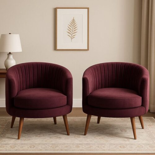 Velvet Barrel Arm Chairs
