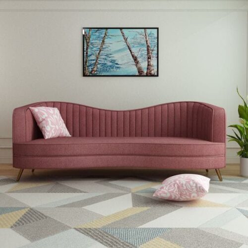 VelvetWave Mid-Century Modern Curved Sofa