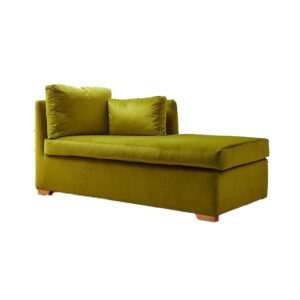 VelviNest Olive Green Velvet Chaise Lounge
